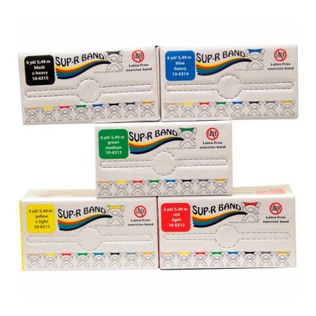 Fabrication Enterprises Sup-R Band Latex Free Exercise Band, 6 Yard Roll/Box, 5 Color Set 1613916